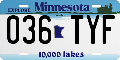 MN license plate 036TYF