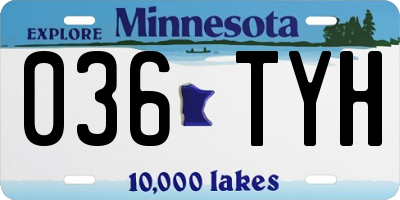 MN license plate 036TYH