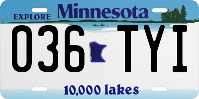 MN license plate 036TYI
