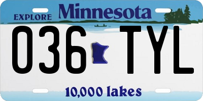 MN license plate 036TYL