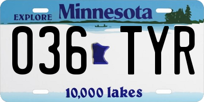 MN license plate 036TYR