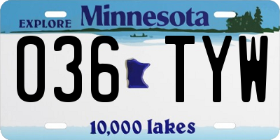 MN license plate 036TYW