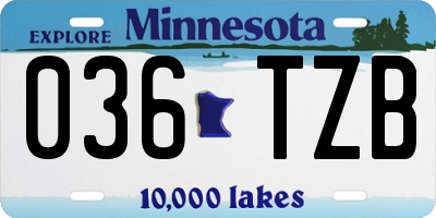 MN license plate 036TZB