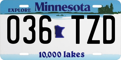 MN license plate 036TZD