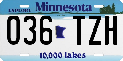 MN license plate 036TZH