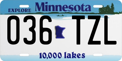 MN license plate 036TZL
