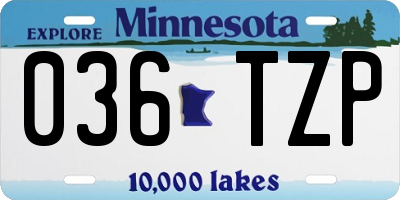 MN license plate 036TZP