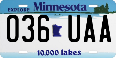 MN license plate 036UAA