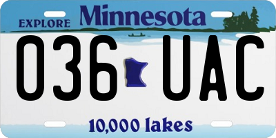 MN license plate 036UAC