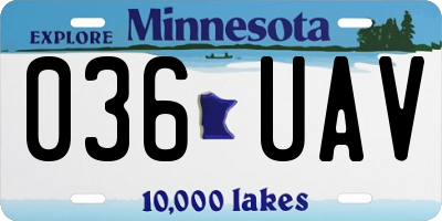 MN license plate 036UAV