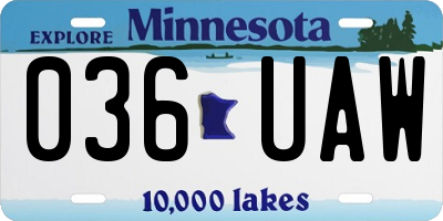MN license plate 036UAW