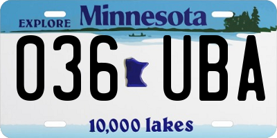 MN license plate 036UBA