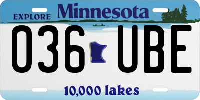 MN license plate 036UBE