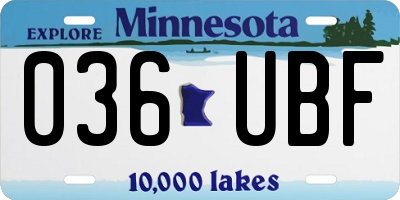 MN license plate 036UBF