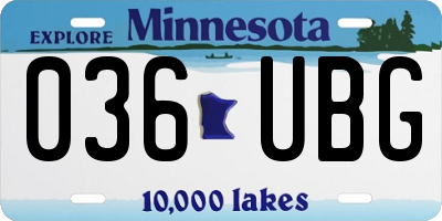 MN license plate 036UBG