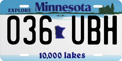MN license plate 036UBH