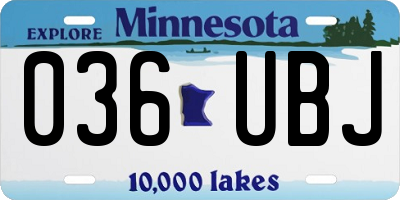 MN license plate 036UBJ