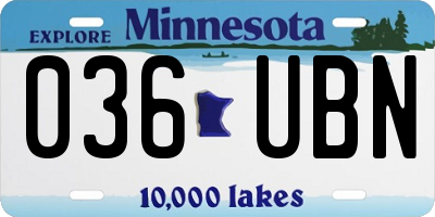MN license plate 036UBN
