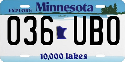 MN license plate 036UBO