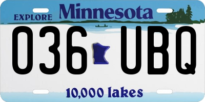 MN license plate 036UBQ