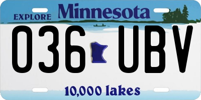 MN license plate 036UBV