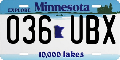 MN license plate 036UBX