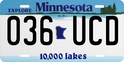 MN license plate 036UCD