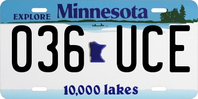 MN license plate 036UCE