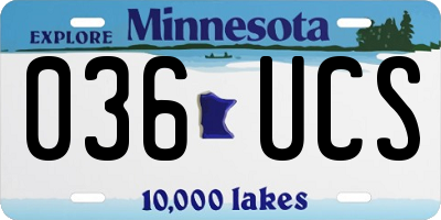 MN license plate 036UCS