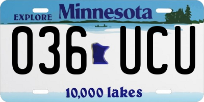 MN license plate 036UCU