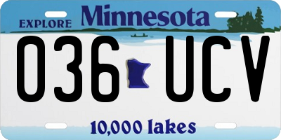 MN license plate 036UCV