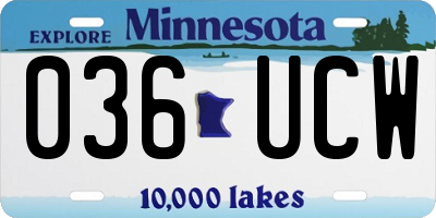 MN license plate 036UCW