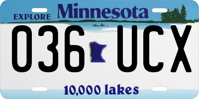 MN license plate 036UCX