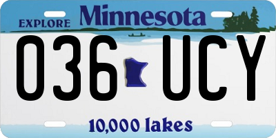 MN license plate 036UCY