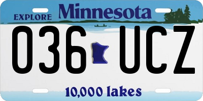 MN license plate 036UCZ