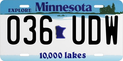 MN license plate 036UDW