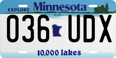 MN license plate 036UDX