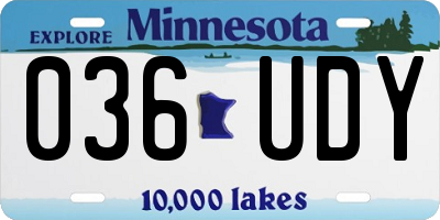 MN license plate 036UDY