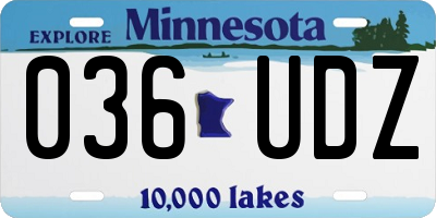 MN license plate 036UDZ