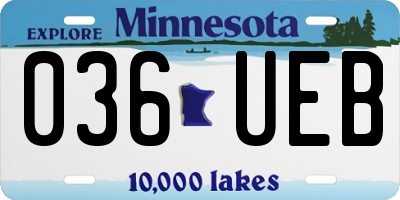 MN license plate 036UEB