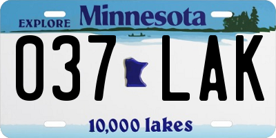 MN license plate 037LAK