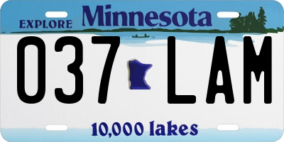 MN license plate 037LAM