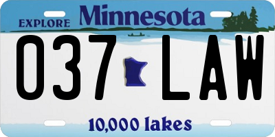 MN license plate 037LAW