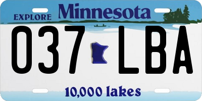 MN license plate 037LBA