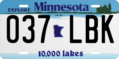 MN license plate 037LBK