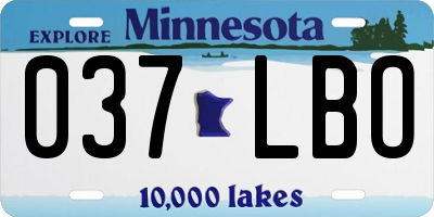 MN license plate 037LBO