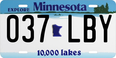MN license plate 037LBY