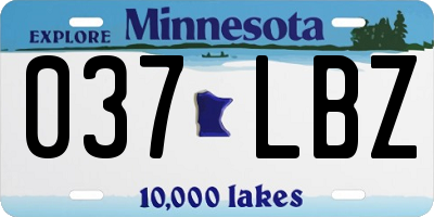 MN license plate 037LBZ