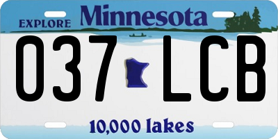 MN license plate 037LCB