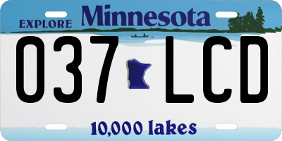 MN license plate 037LCD